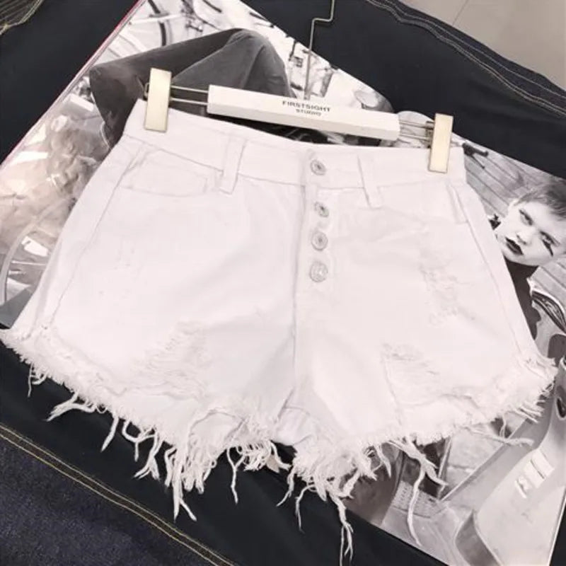 High Waisted Distressed Shorts