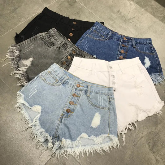 High Waisted Distressed Shorts