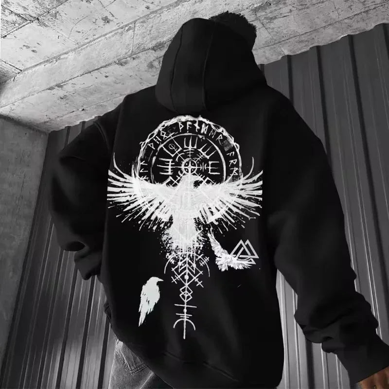 Viking Totem Printed Hooded