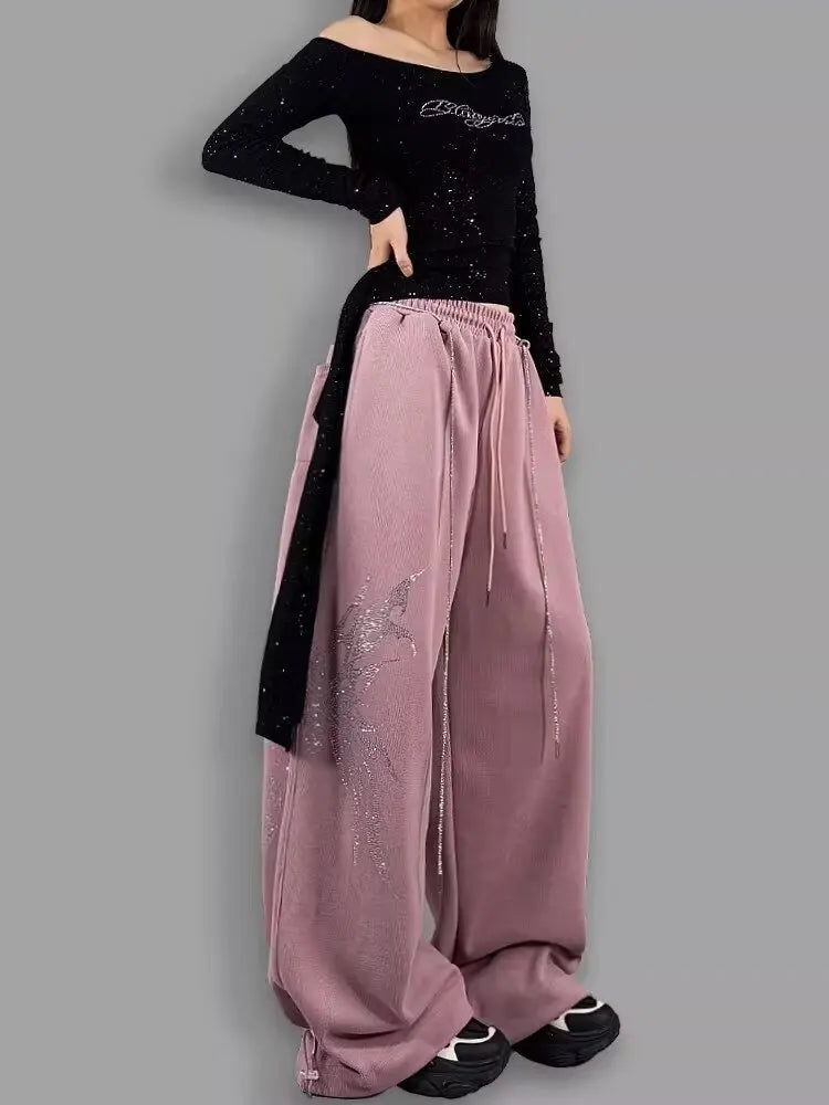 Black Butterfly Diamond Sweatpants
