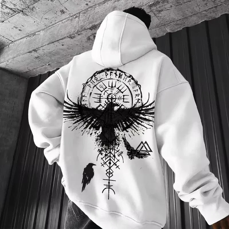 Viking Totem Printed Hooded