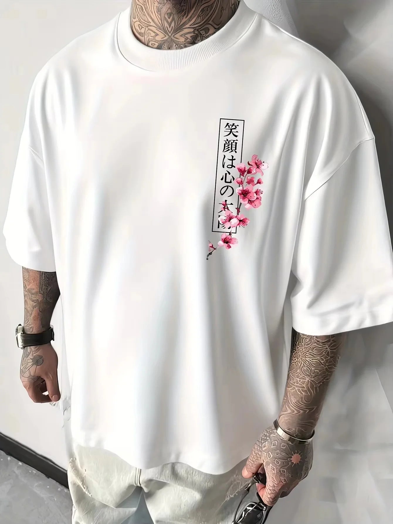 Yin & Yang Koi Fish & Samurai Sword Pattern T-Shirt