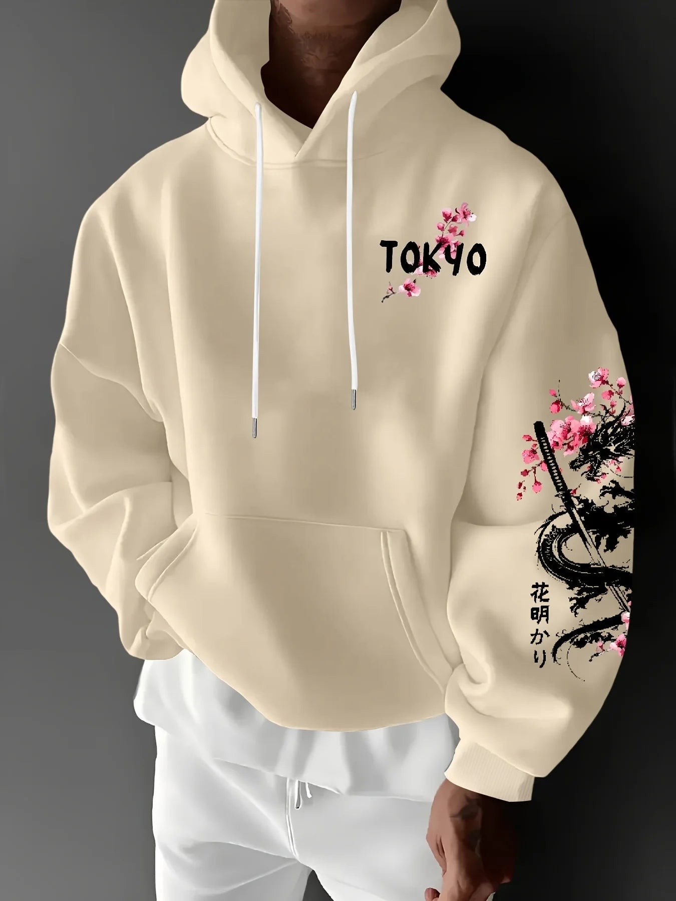 Dragon Cherry Blossom Printed Hoodie