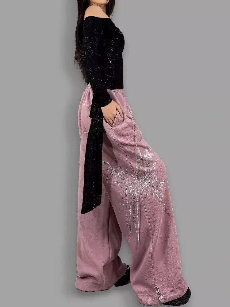 Black Butterfly Diamond Sweatpants