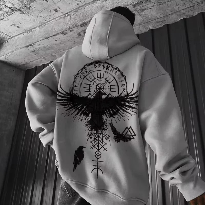 Viking Totem Printed Hooded
