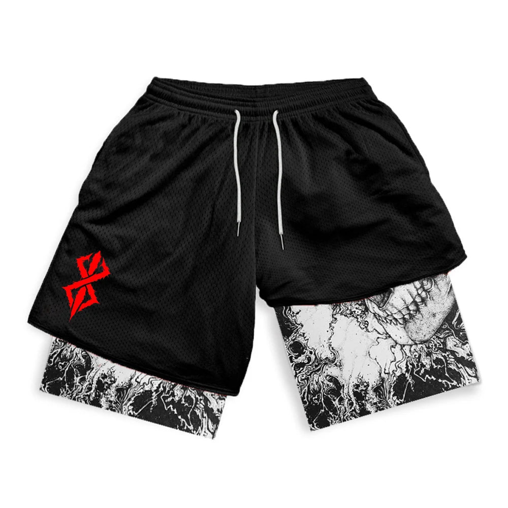 Berserk Print 2 in 1 Running Shorts