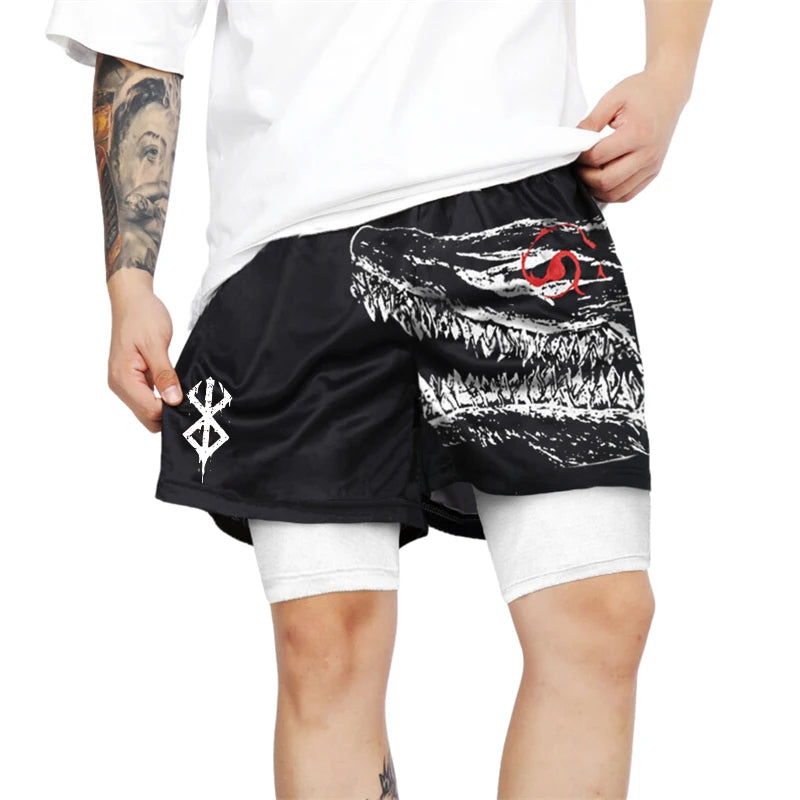 Berserk Print 2 in 1 Running Shorts