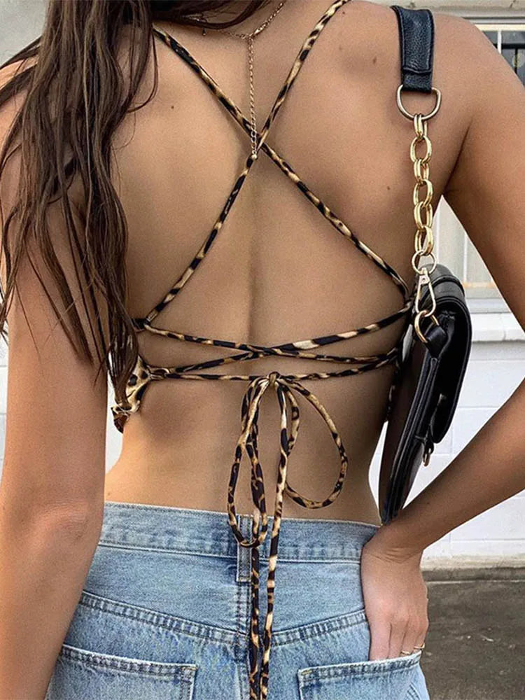 Leopard Lace-up Top
