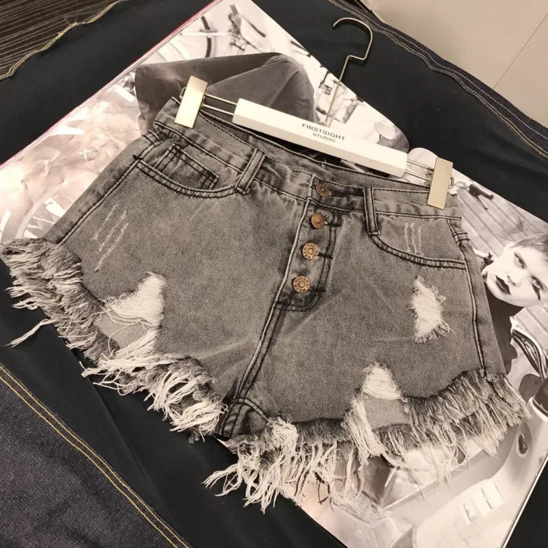 High Waisted Distressed Shorts
