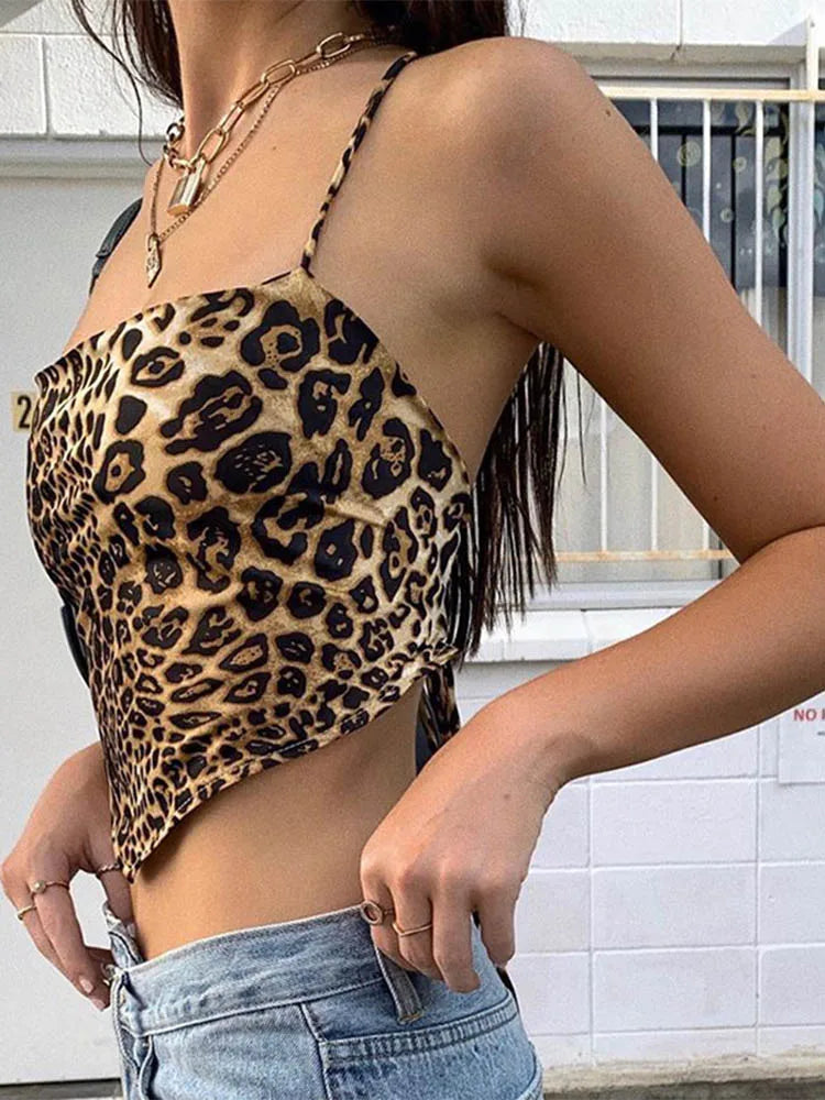 Leopard Lace-up Top