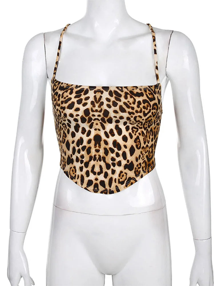 Leopard Lace-up Top