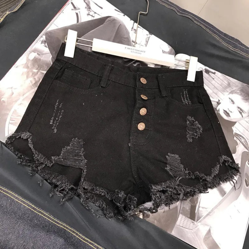 High Waisted Distressed Shorts