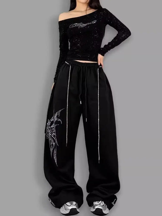Black Butterfly Diamond Sweatpants