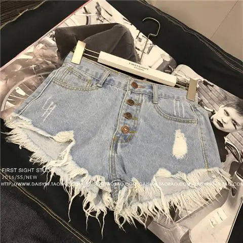 High Waisted Distressed Shorts