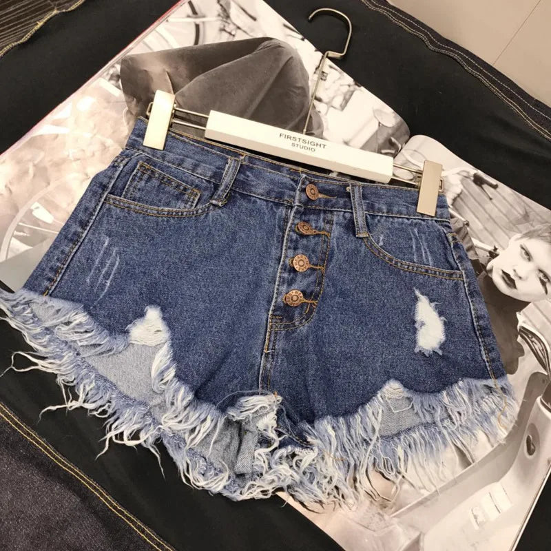High Waisted Distressed Shorts